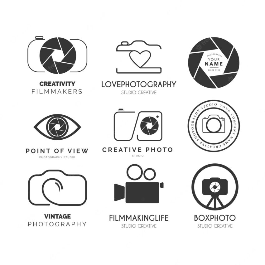 Modern photography pack logotype with vintage design