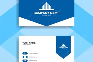 Modern and simple business card in blue color