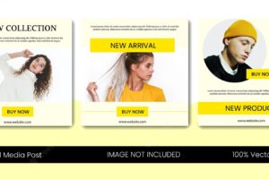Modern yellow fashion sale promotion social media instagram post banner template