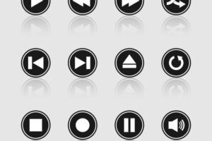 Multimedia black and white buttons