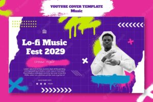 Music event youtube cover template with spray paint effect