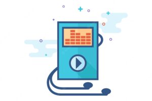 Music player icon flat color style vector illustration