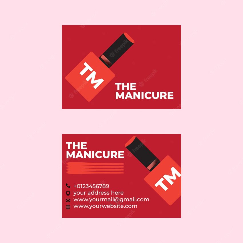 Nail paint manicure beauty salon business card logo template design vector mockup, nail polish