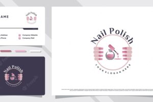 Nail polish logo illustration with creative concept and business card design premium vector