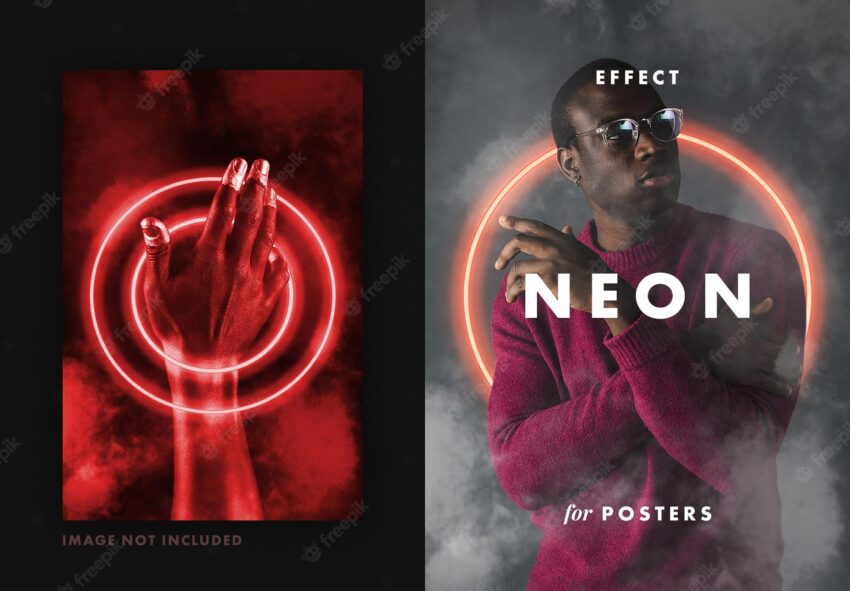 Neon shapes photo effect for posters