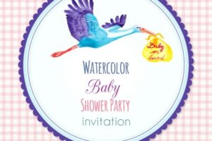 Nice watercolor stork baby shower invitation