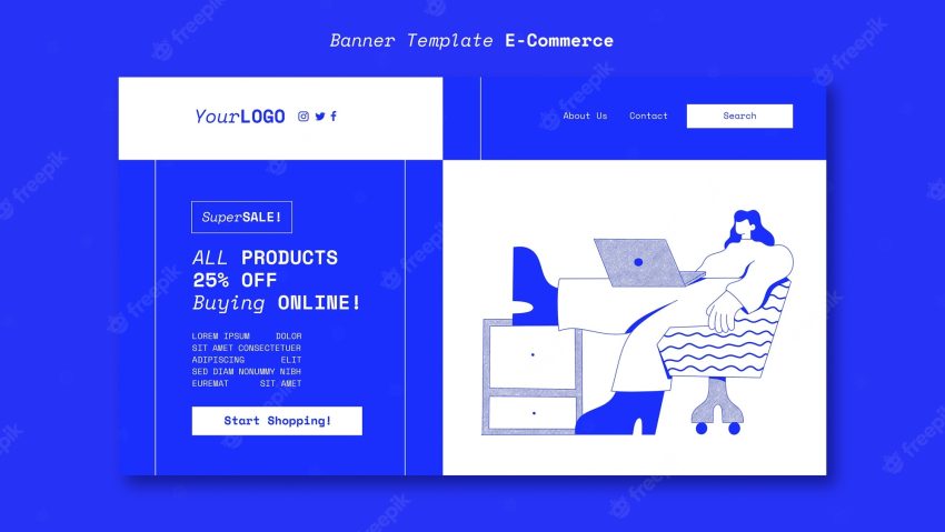 Online shopping and e-commerce landing page template