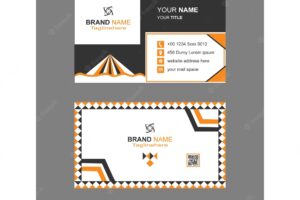 Orange and black corporate business cards with white