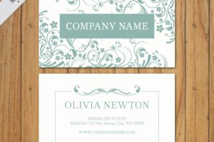Ornamental business card with leaves