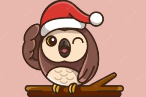Owls are celebrating christmas