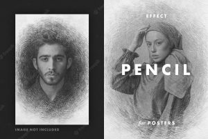 Pencil illustrations photo effect for posters