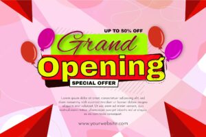 Pink grand opening banner
