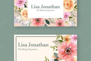Pink and orange roses floral business card templates