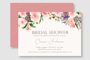 Pink rose floral bridal shower invitation