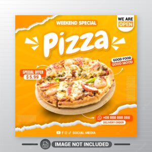 Pizza food menu social media banner post template