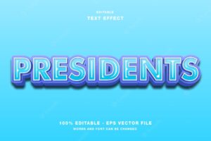 Presidents bold 3d style editable text effect