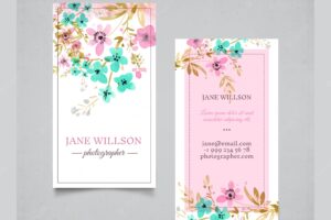 Pretty watercolor flowers business card