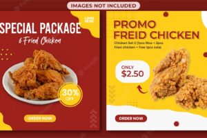 Promo fried chicken social media post or flyer