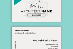 Realistic architect project horizontal business card