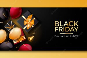 Realistic black friday sale banner template