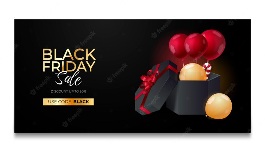 Realistic black friday sale banner template