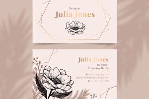 Realistic draw floral business card template