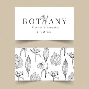 Realistic hand drawn floral business card template