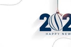 Realistic new year 2023 holiday banner with 3d ball and fir