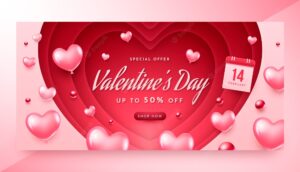 Realistic valentines day sale banner template