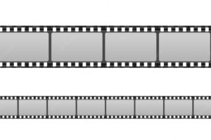 Realistic vector icon. film tape strips in different shapes in transparency. isolated. cinema teater