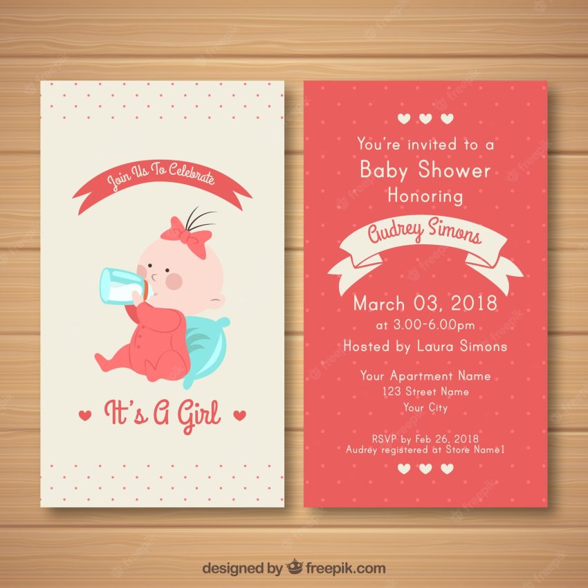 Red baby shower card