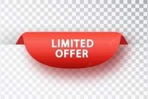 Red banner limited offer. vector red label isolated on transparent background.