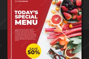 Red style food social media post template