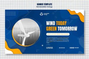 Renewable energy horizontal banner template with abstract design