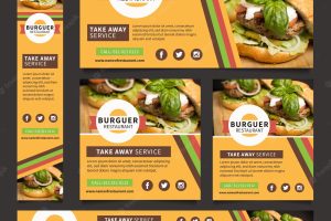 Restaurant web banners collection with photo