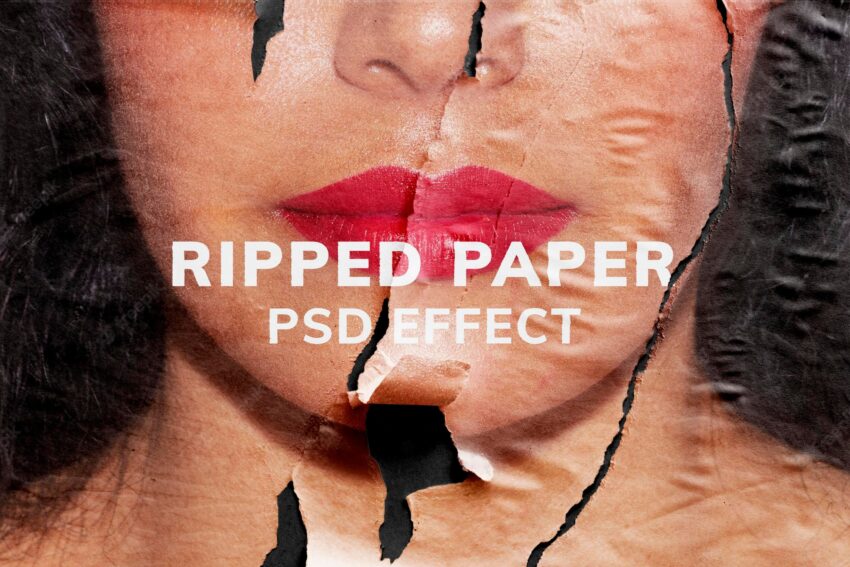 Ripped paper psd texture effect easy-to-use  remixed media