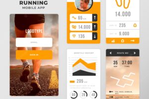 Running mobile app infographic template