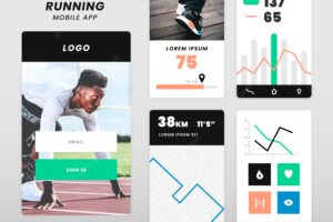 Running mobile app infographic template