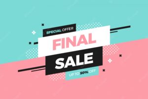 Sale banner template design in memphis style
