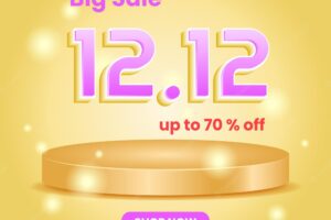Sale promotion design template. golden background and podium. modern, minimal and simple style
