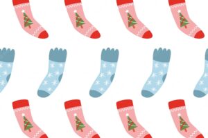 Seamless christmas pattern with xmas socks happy new year and merry xmas background winter holidays texture