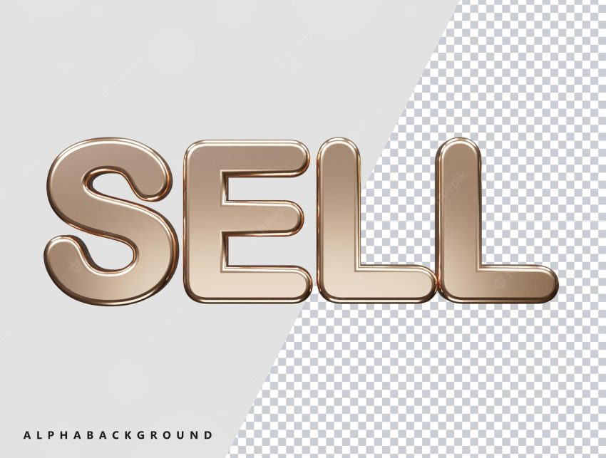 Sell text effect 3d rendering vector