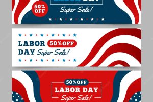 Set of abstract labor day banners