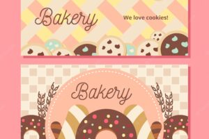Set of bakery banners with sweets