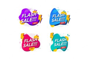 Set of flash sale badges. lightning bolt offer, flashes sales badge and trendy shopping offers
