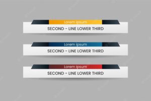 Set of lower third vector design background texture banner template with yellow red and blue color