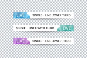 Set of lower third vector design banner with blue green and purple shape overlay strip color