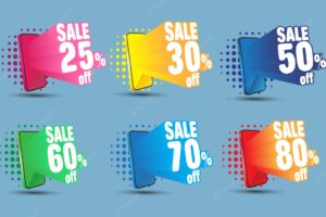 Set percentage discount sale and discount labels vector illustration