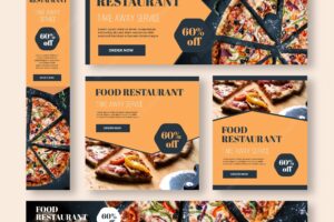 Set of restaurant banners with photo