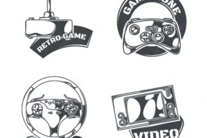 Set of video games emblems, labels, badges, logos. isolated on white
